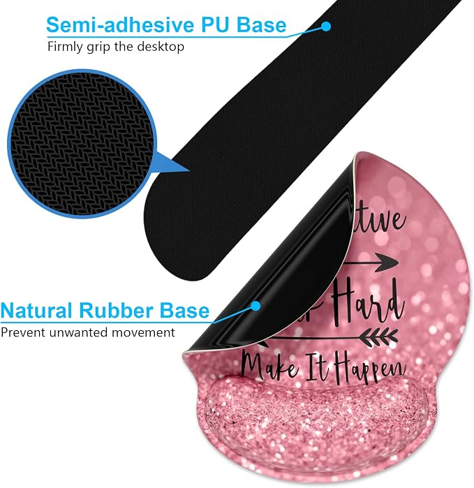 Dapesuom Keyboard Wrist Rest and Mouse Pad with Wrist Support, Cute Memory Foam Cushion for Keyboard and Mouse Set, Ergonomic Desktop Pad Rests with Non Slip Base for Easy Typing & Pain Relief, Quotes - Image 6