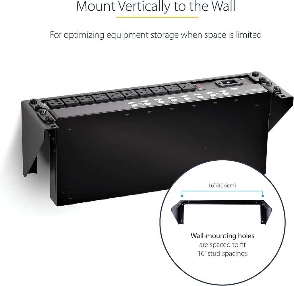 StarTech 3U Vertical Wall-Mount Rack Bracket, 19in, 150lb, TAA (RK319WALLV) - Image 3