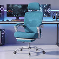 DUMOS Home Office Desk Chair with Footrest, High-Back Mesh Rolling Swivel Reclining Chairs with Wheels, Comfortable Headrest, Lumbar Support, Comfy Arms for Home, Office, Gaming, Student, Elegant Blue | High-Back Mesh, Rolling Swivel Wheels, Comfortabl... by DumosLifestyle