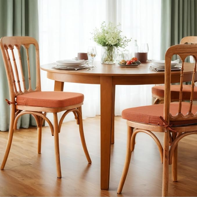Battilo Chair Cushions for Dining Chairs with Ties, Outdoor Waterproof Kitchen Chair Pad with Non-Slip Backing, Seat Cushions with Machine Washable Removable Cover, 16"x16"x2", Set of 4, Caramel - Image 8