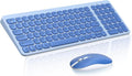 cimetech Wireless Keyboard and Mouse Combo - Blue | Compact quite scissor-switch keyboard with optical mouse, includes USB-A Nano Receiver, for Computer,Mac,Laptop,PC,Windows by cimetech