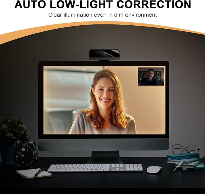 Diccik 1080P Webcam with Microphone, Full HD Video Calling Web Camera, HD Light Correction Streaming Webcam for Zoom/Skype/Teams, Plug and Play PC Camera Web cam for Windows & Mac - Image 6