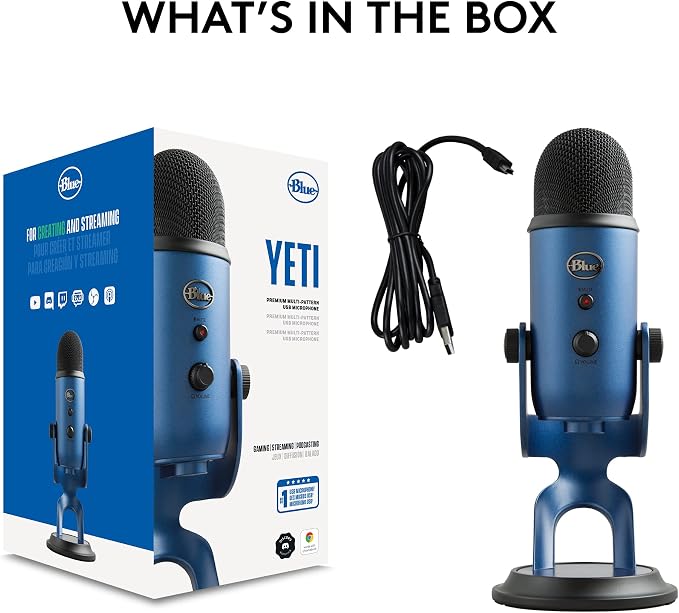 Logitech Creators Blue Yeti USB Microphone for PC, Mac, Gaming, Streaming, Podcasting, Studio and Computer Condenser Mic with Blue VO!CE Effects, 4 Pickup Patterns, Plug and Play - Midnight Blue | Mac, Gaming, Streaming, Podcasting, Studio and Computer... - Image 10