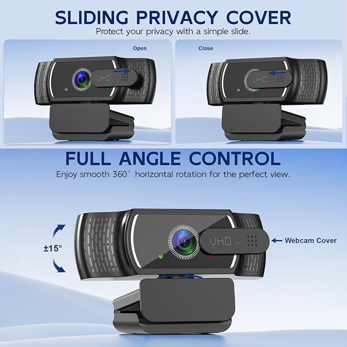 4K Webcam with Microphone for PC & Streaming Computer Camera | PDAF autofocus, dual noise-canceling mics & low-light correction. Best usb hd webcam for mac, laptop and smooth streaming. - Image 6