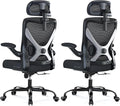 Ergonomic Office Chair: Mesh Desk Chair Comfy with Headrest& Lumbar Support | Ergalithic Big and Tall Office Chairs with Wheels & Flip-Up Arms-Computer Gaming Chairs for Adults (Black-Pack of 2) by Ergalithic
