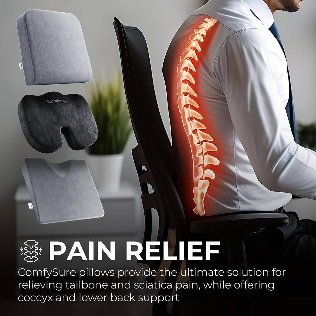 Wedge Car Height Booster Seat Cushion - Office Chair Cushion - Memory Foam Tailbone Pain Relief Cushion for Driving, Office, Gaming Chair - Orthopedic Lower Back, Tailbone, Coccyx, Hips Support - Image 3