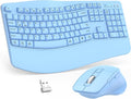 Wireless Keyboard and Mouse Combo, 2.4G Ergonomic Wave Keys(Sky Blue) | Full Size Wave Keyboard with Wrist Rest, 3-Level DPI Adjustable Ergonomic Mouse for Windows and Mac OS Desktop/Laptop/PC by Unknown