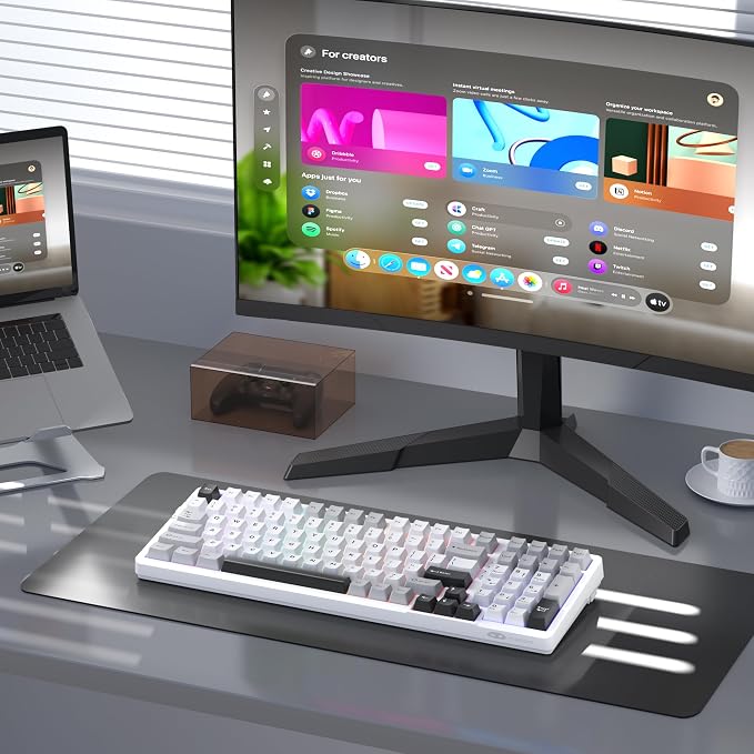 MageGee LIGHT100 Wireless Creamy Keyboard, Gasket Structure Hot Swappable, Tri-Mode 2.4G/USB-C/BT5.0 RGB Backlit Mechanical Gaming Keyboard for Win/Mac/PC, PBT Keycap, 4000mAh Battery, Grey - Image 7