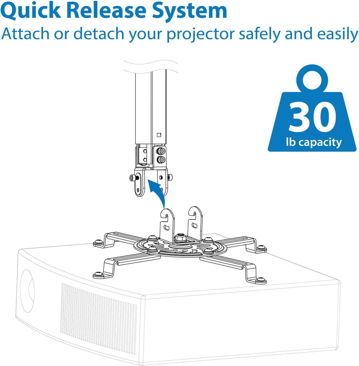 Mount-It! Ceiling Projector Mount, Adjustable 14.5-21.5", 30 lbs - Image 4