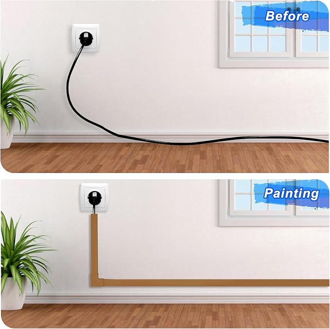 Wire Covers for Cords Kit-392.5in Wire Hiders for TV on Wall, Cord Cover Wall, Cord Hider Wall Mounted TV, TV Cable Hider Wall Kit for Wire Cover, Cord Concealer, 25 x L15.7 W 0.95H 0.55in, Brown - Image 6