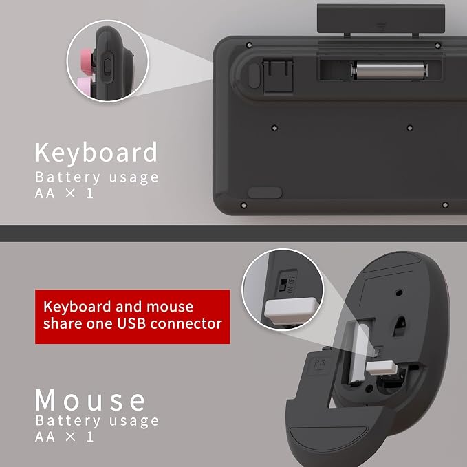 UBOTIE Colorful Wireless Keyboard and Mouse Combo (Black-Colorful) | Retro Typewriter Floating Full-Sized Keys Computer Keyboard with Optical Mouse, 2.4GHz USB Connection for Windows Mac - Image 5