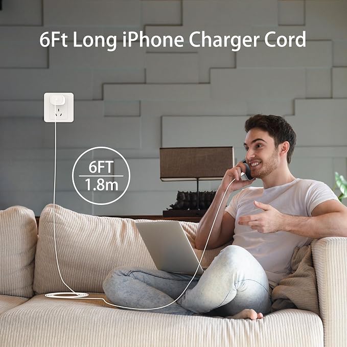 iPhone 17 16 15 Charger Fast Charging, 6 FT iPhone 17 Pro Max Charging Cable (65W/3A) USB C Cord with 20W PD Fast iPhone 17 Pro Max Chargers Block for iPhone 17/17 Pro Max/17 Air/16/15 Series, iPad - Image 6