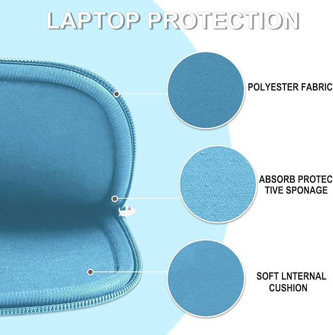 Laptop Case Sleeve 15.6 inch, Shockproof Protective Laptop Cover Briefcase Carrying Computer Bag with Accessory Pocket, Computer Bag Compatible with MacBook, HP, Dell, Lenovo, Asus, Light Blue - Image 5
