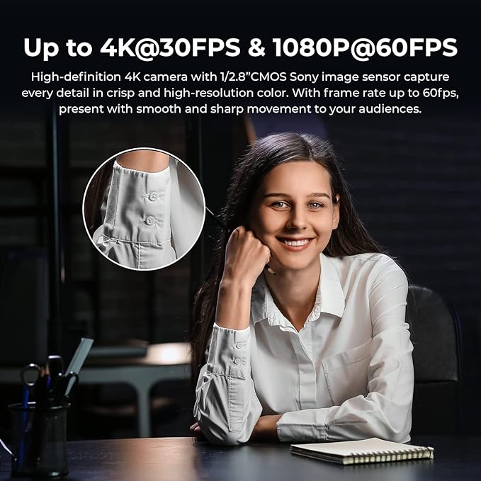 OBSBOT Meet AI-Powered 4K Webcam, AI Framing & Autofocus, Webcam with Microphone, Background Bokeh, 60 FPS, HDR Low-Light Correction, Beauty Mode, Webcam for PC, Streaming, Conference, Gaming, etc. | Webcam with Microphone, Background Bokeh, 60 FPS, HD... - Image 4