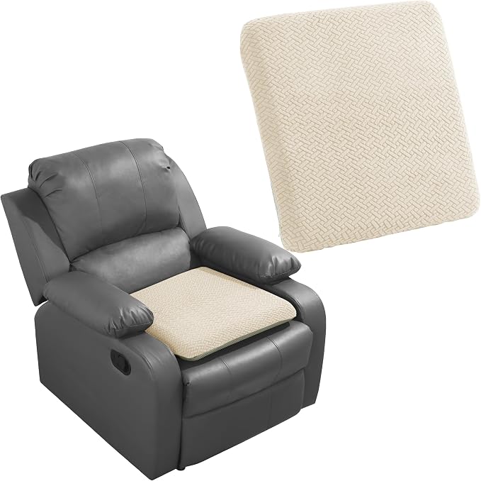 HOMBYS Tufted Furry Recliner Seat Cushion for Elderly Foam Curved Edge Large Square Seat Cushion for Recliner Chair, Floor Pillow, Office Chair, Car, No Pressure on Thighs(Beige) by HOMBYS