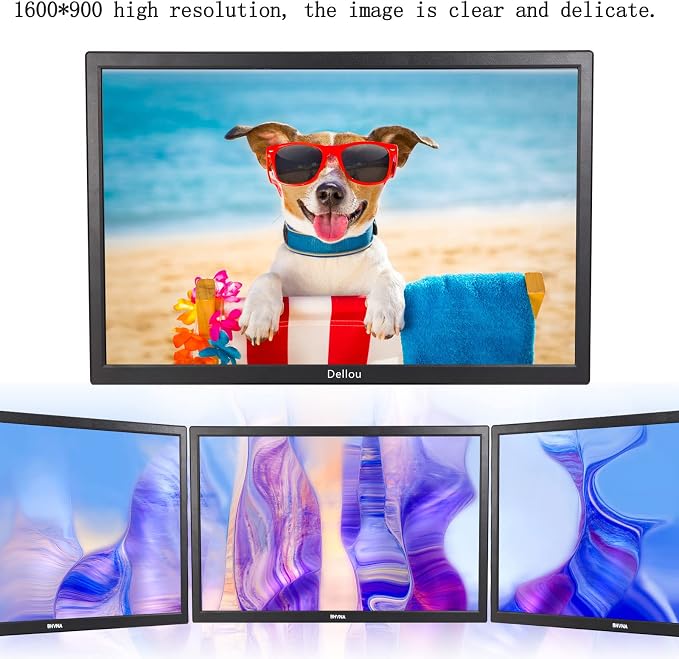 20 inch Monitoring Surveillance Display Security Camera Monitor | Multifunction Interface BNC, HDMI, AV, VGA, USB, PC Input CCTV Computer Monitor Built-in Speaker 1600x900 Full HD - Image 4