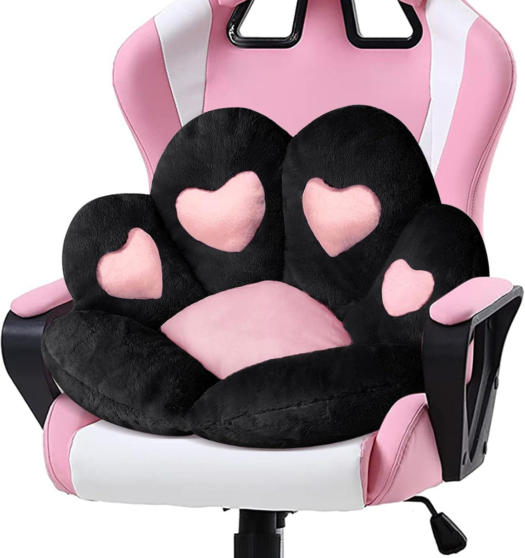 Ditucu Cat Paw Cushion Kawaii Chair Cushions 31.4 x 27.5 inch Cute Stuff Heart-Shaped Seat Pad Comfy Lazy Sofa Office Floor Pillow for Gaming Chairs Room Decor Black by Ditucu