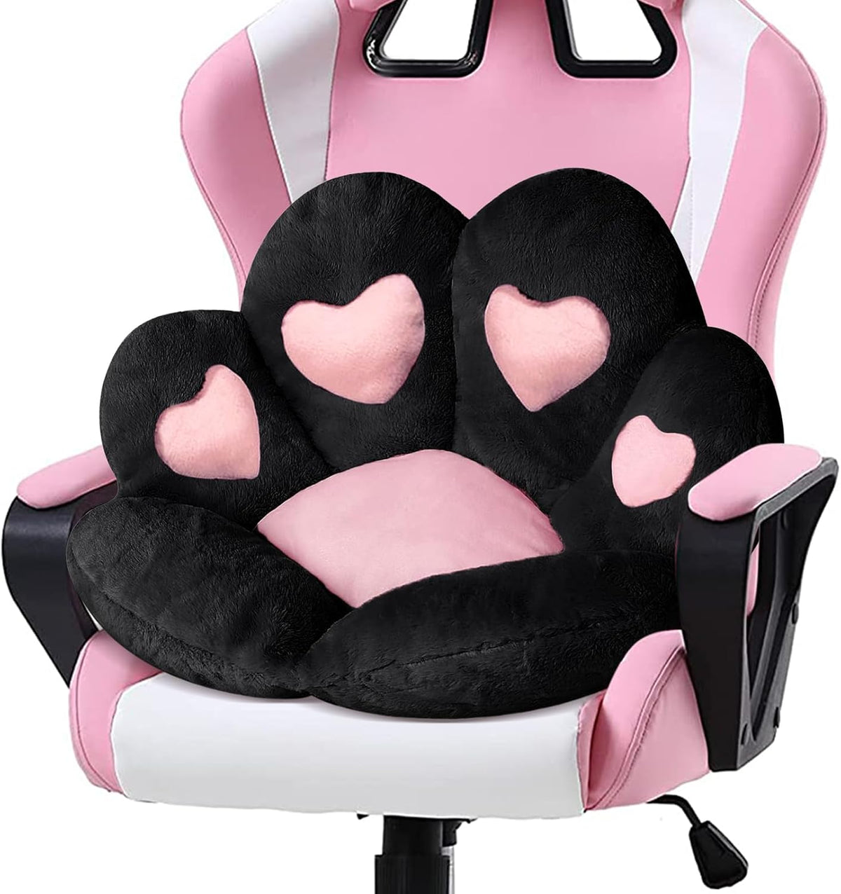 Ditucu Cat Paw Cushion Kawaii Chair Cushions 31.4 x 27.5 inch Cute Stuff Heart-Shaped Seat Pad Comfy Lazy Sofa Office Floor Pillow for Gaming Chairs Room Decor Black by Ditucu