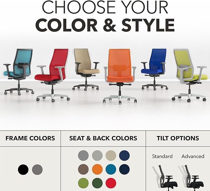 HON Ignition 2.0 Ergonomic Office Chair, Lumbar Support, Desk Chair, Pear | Ergonomic office desk chair with lumbar support, adjustable arms, office decor, workstation comfort for focused productivity - Image 5