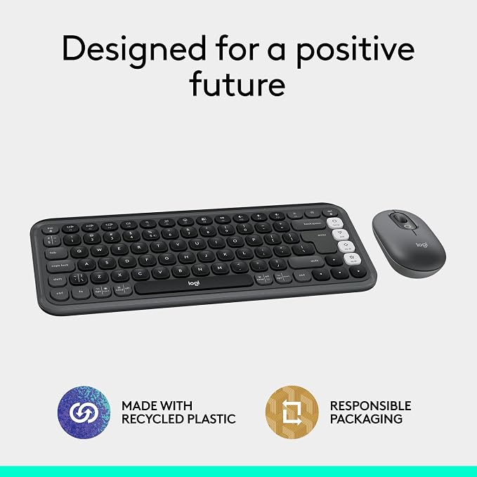 Logitech POP ICON Combo Keyboard and Mouse - Graphite and Off-White | Comfortable typing, programmable keys and buttons, quiet clicks, Bluetooth, easy-switch up to 3 devices - Image 11