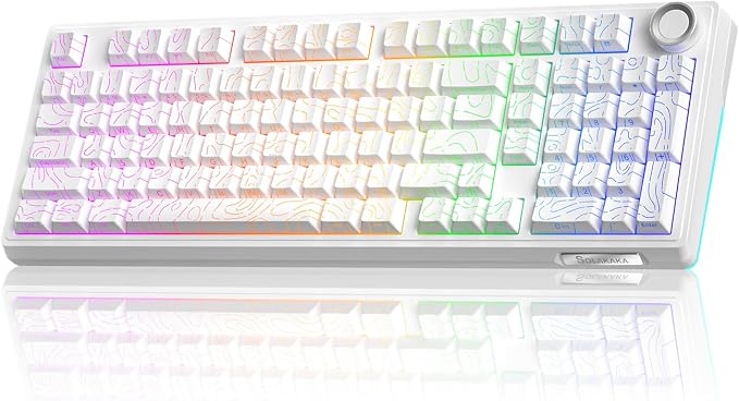 SOLAKAKA KI99 Pro 96% Wireless Mechanical Keyboard, RGB Gaming Keyboard, Hot-Swappable Pre-Lubed Switches, Gasket Structure Creamy Keyboards (Contour-Style White, Non-Silent Version) by SOLAKAKA