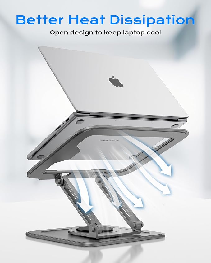 LOXP Adjustable Laptop Stand for Desk with 360 Base | Ergonomic Laptop Riser Mount for Desk Foldable Protable Computer Desk Fits with MacBook Pro Air - Image 4