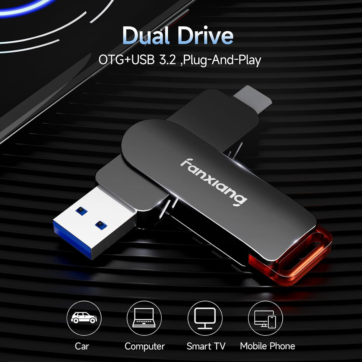 fanxiang 512GB Flash Drive Up to 560MB/s External SSD,Type C & USB-A 3.2 Gen 2, Thumb Drive,Memory Stick for iPhone15/16/PS4/Android Phone/Windows/Mac - Image 2