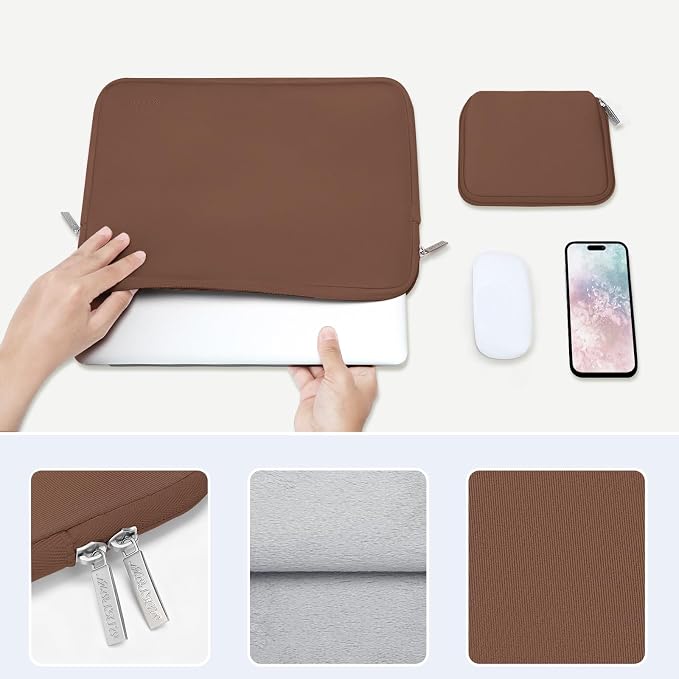MOSISO Laptop Case 13 inch, 13 inch Laptop Sleeve with Small Case | Compatible with MacBook Neo / Air M5 M4 M3 M2 M1 2026-2018 / Pro M2 M1 2026-2016, Neoprene Computer Sleeve Bag, Caramel Brown - Image 4