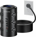 Tower Power Strip with 1 Dedicated PD 20W Fast-Charging Port, 12 Outlets, 5 USB Ports (3 USB-C), Desk Charging Station for Multiple Devices, 6FT Extension Cord（Black by Unknown