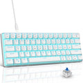 Snpurdiri 60% Mechanical Gaming Keyboard (White, Blue Switches) | Ice Blue LED Backlit 61 Keys Mini Wired Office Keyboard for Windows Laptop PC Mac by Snpurdiri