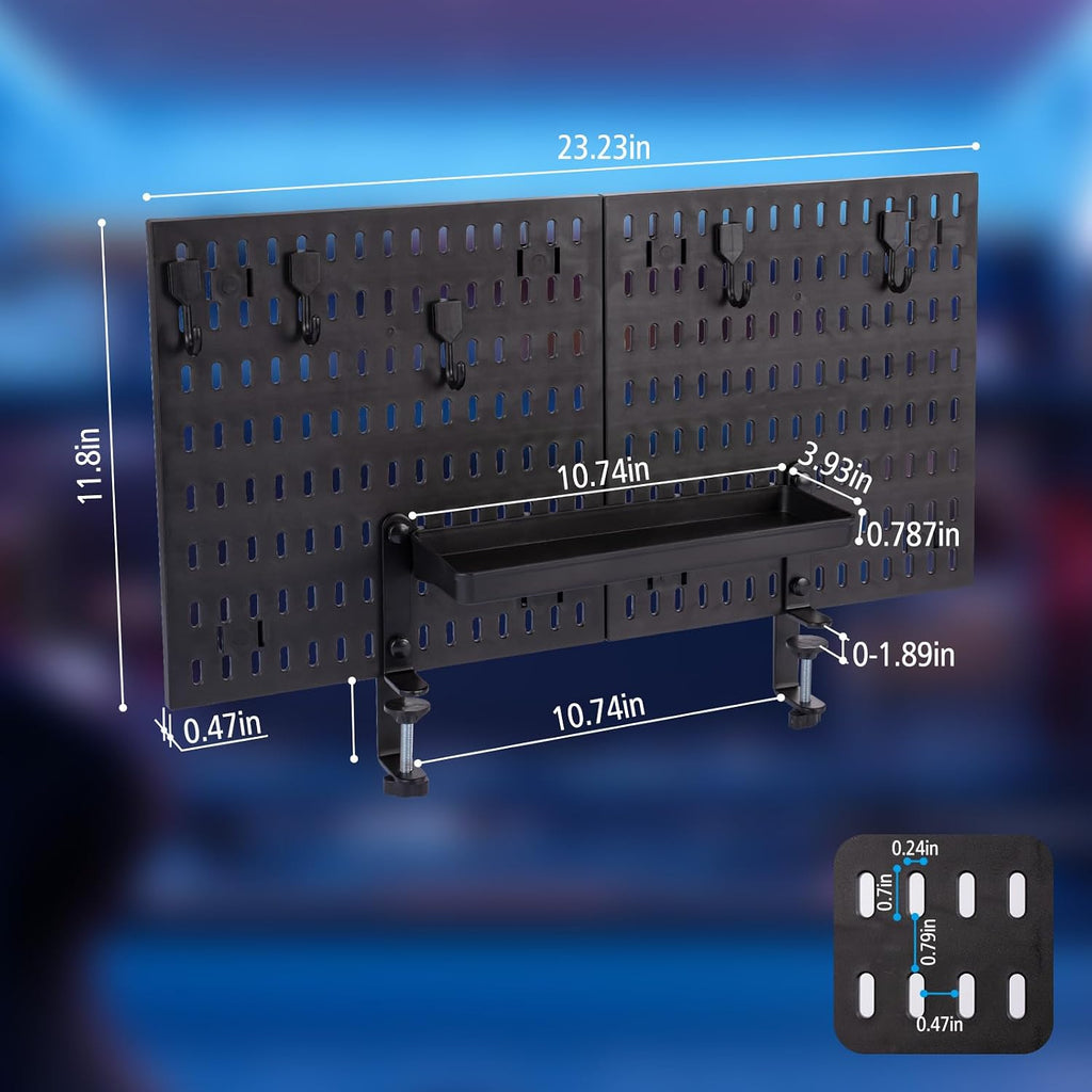Gaming Desk Organizer Clamp-on Pegboard No Drill Storage - Image 6