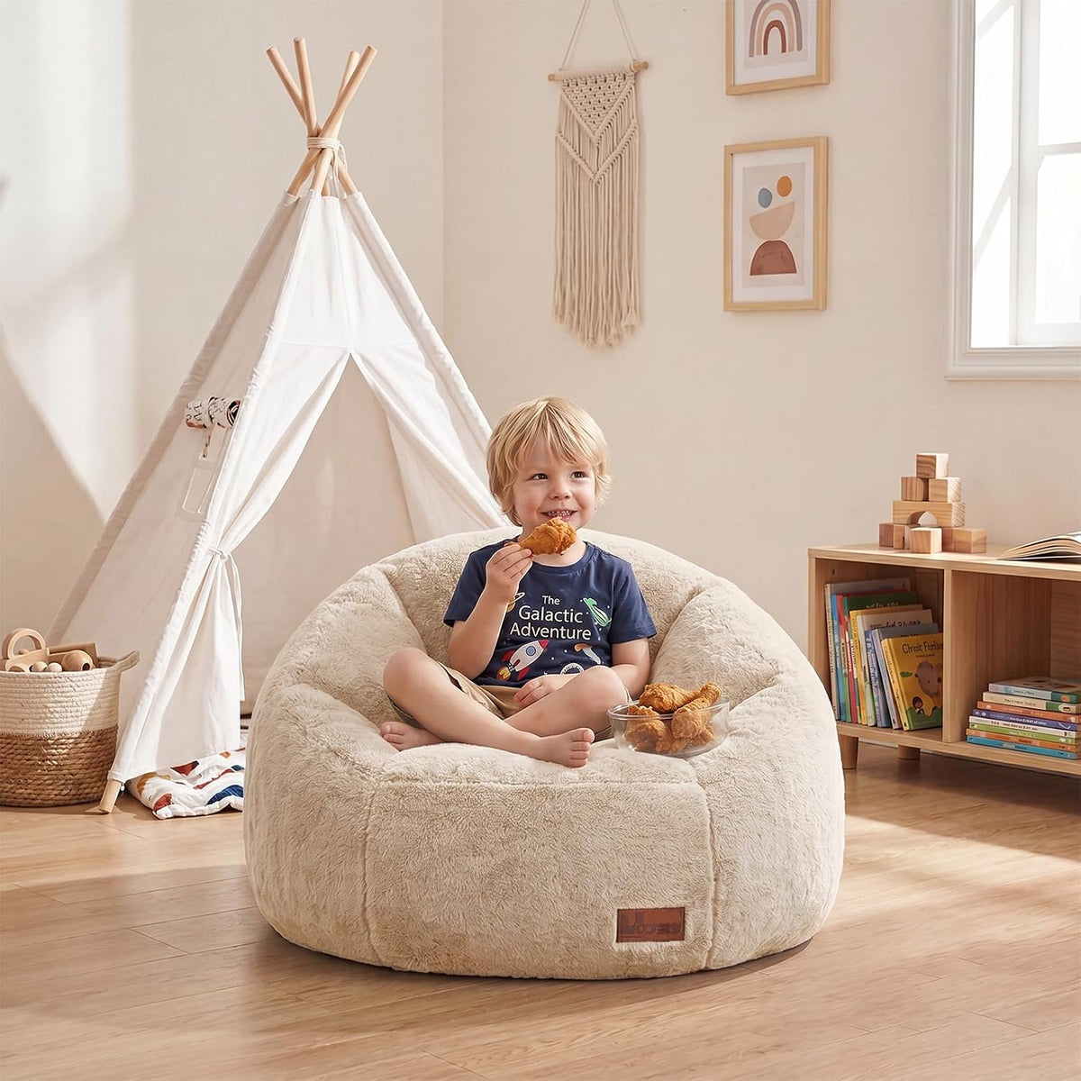 Bean Bag Chair for Kids, Cozy Fluffy Beanbag Chairs with Filler for Teens and Kids, Floor Lazy Sofa for Living Room, Gaming & Reading(S-Champagne) - Image 11