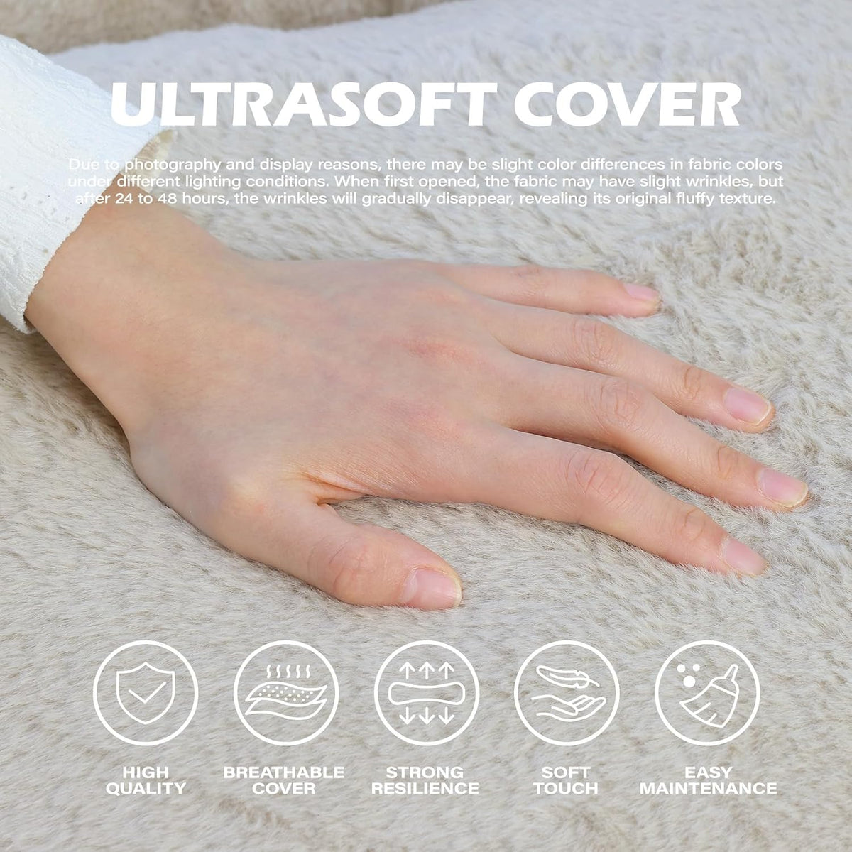 Bean Bag Chair for Kids, Cozy Fluffy Beanbag Chairs with Filler for Teens and Kids, Floor Lazy Sofa for Living Room, Gaming & Reading(S-Champagne) - Image 6
