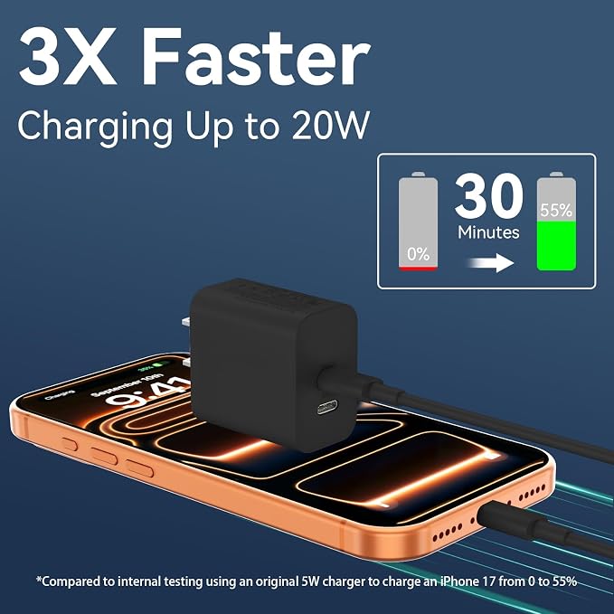 Phone 15/16/17 Pro Max Charger Fast Charging, 20W Dual Port USB C Charger Block with 6.6FT Long USB C to C Charging Cable Cord for Phone 17 16 15 Pro Max/17 16 15Pro/15/1615Plus,Air - Image 2