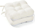 BETU White Chair Cushions for Dining Chairs Set of 2,3.5" Thick Kitchen Table Chair Pads with Ties,Non Slip Backing and Covers, Seat Cushion for Dining Room,Bar,Patio Chairs,15.5"X15.5"X3.5",White by BETU