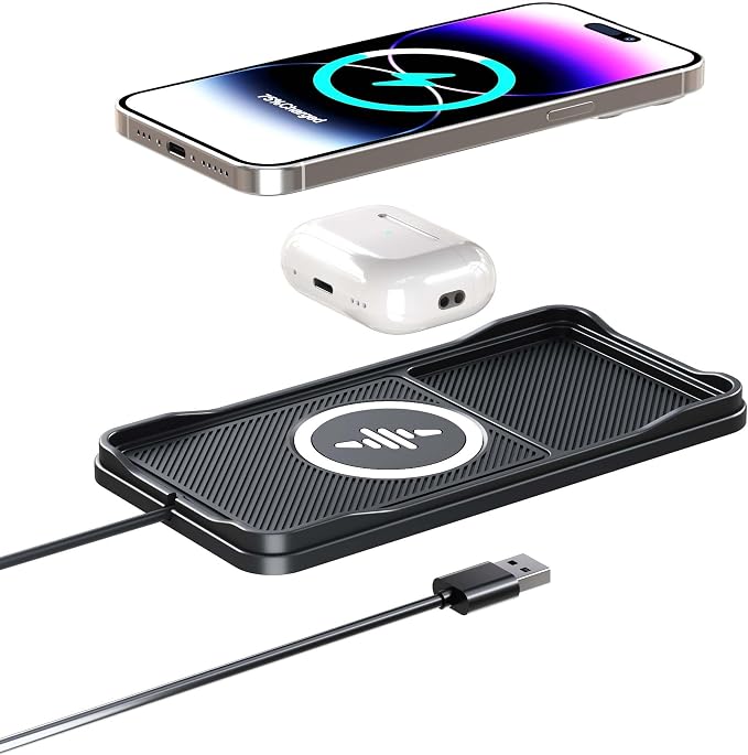 Wireless Car Charger,LANSEMKU Car Wireless Chargers Charging pad Non Slip 15w Fast Charger for Car Wireless Phone Charger for iPhone 16/15/14/13/12 Pro Max,Samsung for Android (Black-100cm Cable) - Image 9