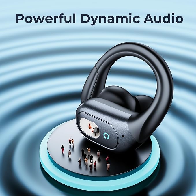 occiam Active Noise Cancelling Earbuds Wireless Bluetooth Headphones | Ear Buds 90Hrs Playback Stereo Bass Earphones with Mic Over-Ear Hooks IPX7 Waterproof Headset for Sports Running Matte Black - Image 4