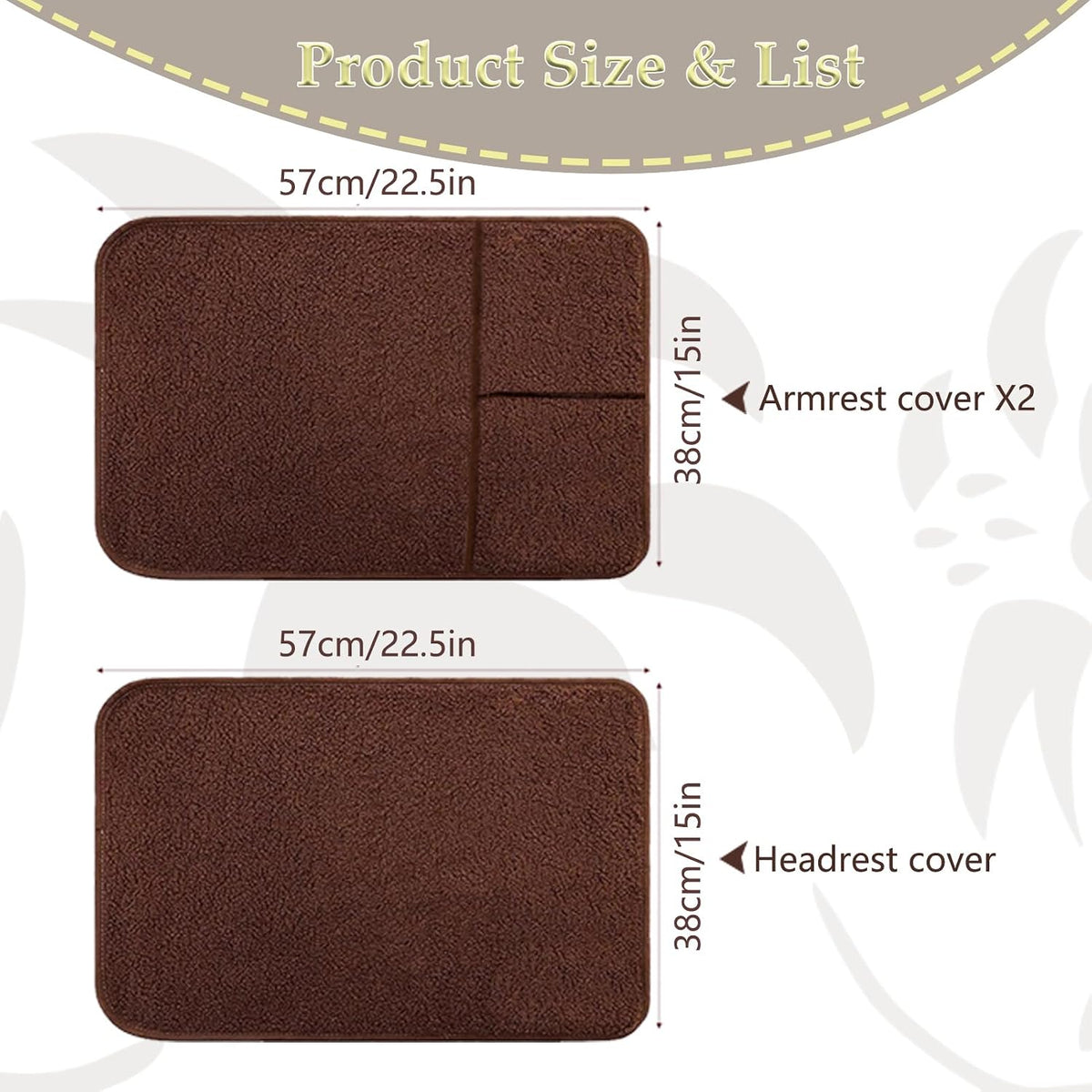 Armrest Covers for Recliner set of 3 Couch Arm Covers with Pockets for Sofa - Image 3
