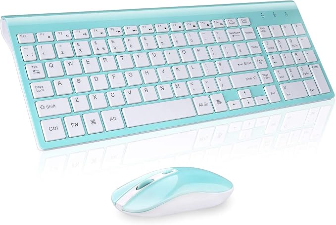 cimetech Wireless Keyboard and Mouse Combo, Compact Silent Ergonomic Scissor Switch Keyboard and Optical Mouse Set, 2.4G Lag-Free Cordless Keyboard Mice for Computer, Mac, Laptop, PC, Windows - Blue by cimetech