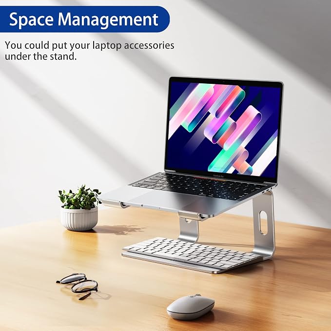 BESIGN LS03 Aluminum Laptop Stand, Ergonomic Detachable Computer Stand, Notebook Riser, Laptop Mount Compatible with Air, Pro, Dell, HP, Lenovo More 10-15.6" Laptops, Silver - Image 9
