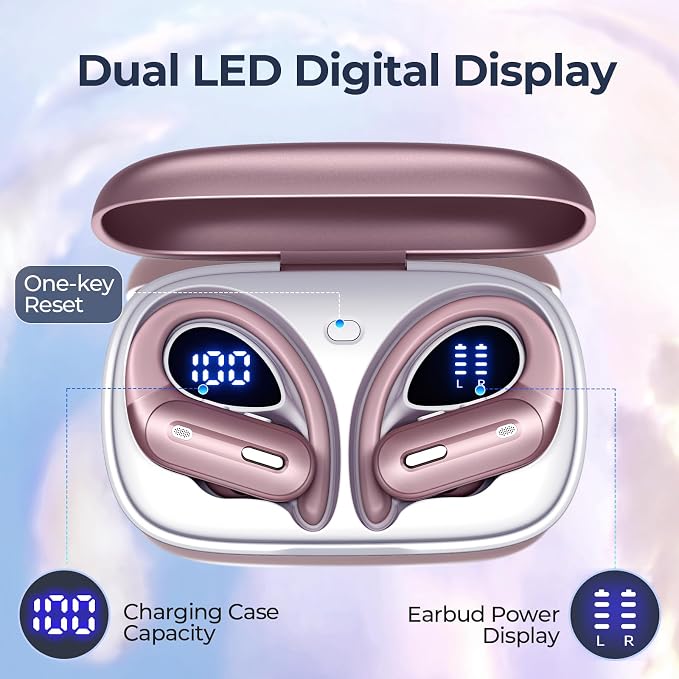 Active Noise Cancelling Ear Buds Wireless Earbuds 90Hrs Playtime Bluetooth Headphones with Hi-Res Stereo Deep Bass Power Display Earphones with Earhooks Waterproof Transparency Headset for Sports/Gym - Image 4