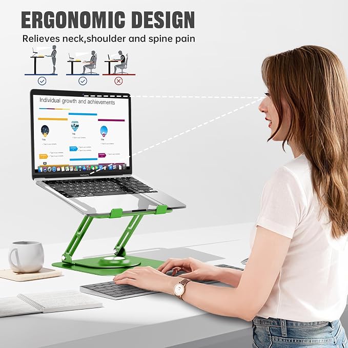 Laptop Stand for desk(360°Rotating),Aluminum laptop Riser for 10-16"Laptops | Adjustable Multi-Angle Ergonomic Laptop Stand, Foldable Portable for Home Office, Fits MacBook Air Pro Dell HP Laptops - Image 6