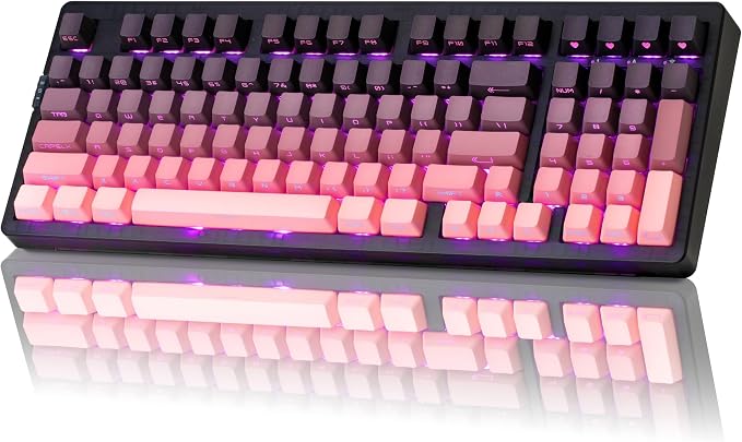 ZORNHER ZH980 Mechanical Keyboard Wireless,95% Pink Creamy Keyboard with Number Pad,Gaming Keyboard with Number Pad,Lighted Up PBT Keycaps,Loud Keyboard Clicky Blue Switches,Full Size by Zornher