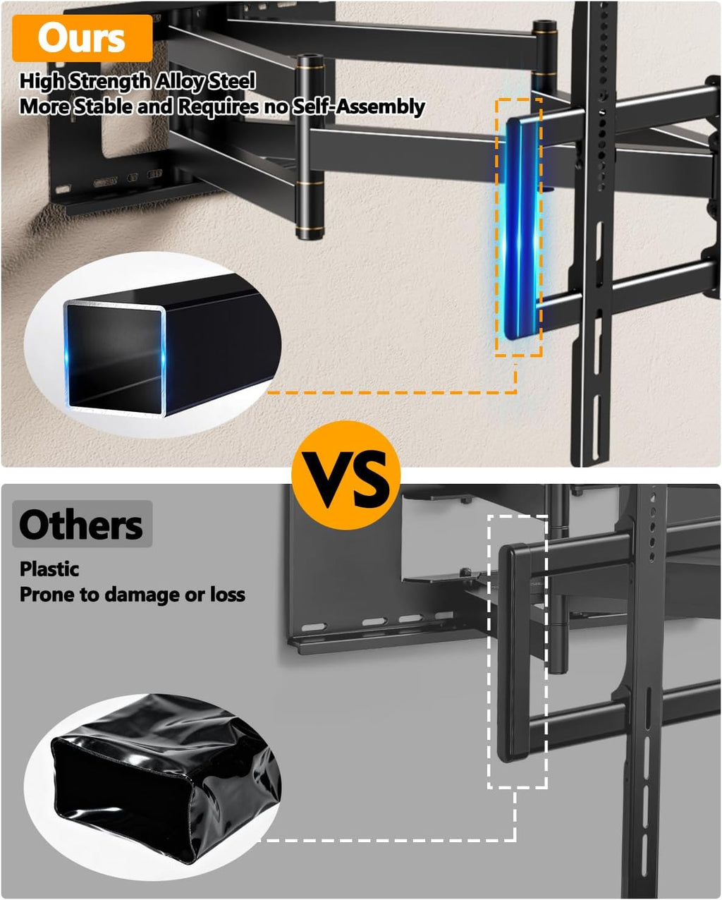 Heavy Duty XXL Long Arm TV Wall Mount for 55-120 inch Extra Large TVs - Image 5