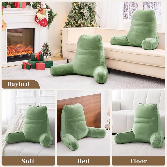 Sasttie Reading Pillow for Bed, Back Pillow for Sitting Up, Sage Green | 21" Backrest Support Cushion for Couch, Sofa, and Floor, Dorm Essentials, OEKO-TEX, Adjustable Down Alternative Fill - Image 7