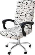 Smiry Stretch Printed Office Computer Desk Chair Covers, Beige and Black by Smiry