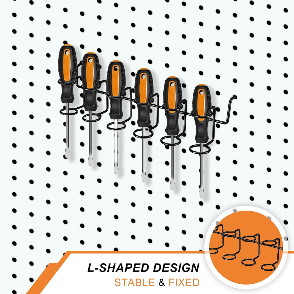 Ripeng 8 Pieces Pegboard Screwdriver Holder PegBoard Tool Holders, Black - Image 5