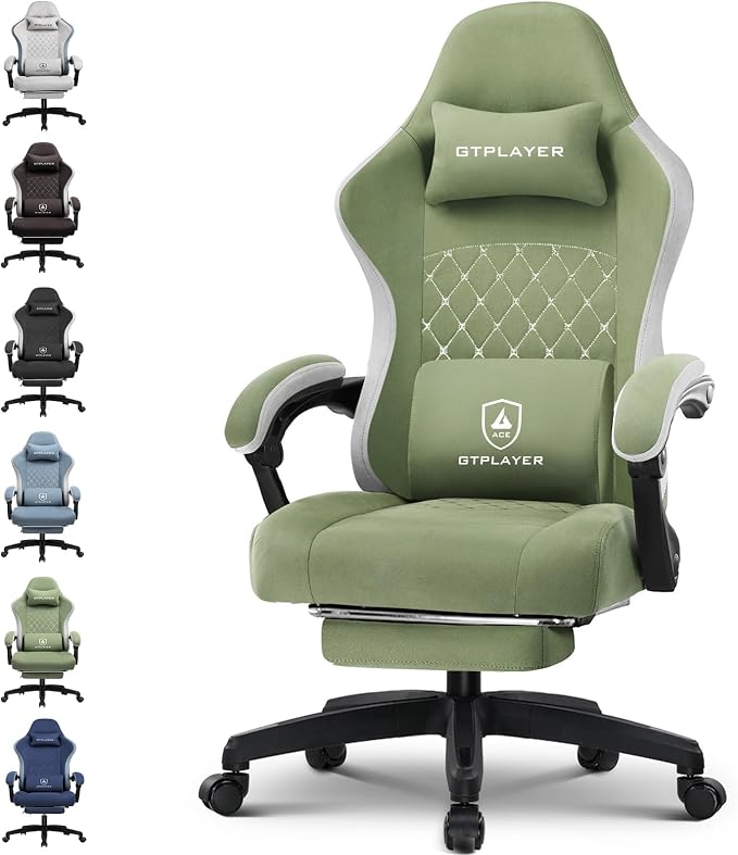 GTPLAYER Gaming Chair, Computer Office Chair with Pocket Spring Cushion, Linkage Armrests and Footrest, High Back Ergonomic Computer Chair with Lumbar Support Task Chair with Footrest by GTPLAYER