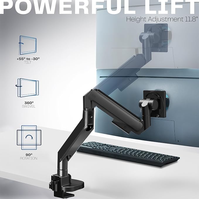 VIVO Heavy Duty Ultrawide Monitor Arm for 57 inch Screens up to 59.4 lbs, Desk Mount TV and Monitor Stand Designed for Samsung Odyssey Ark, Neo G9, ViewFinity S9, and More, Black, STAND-GT57 - Image 3