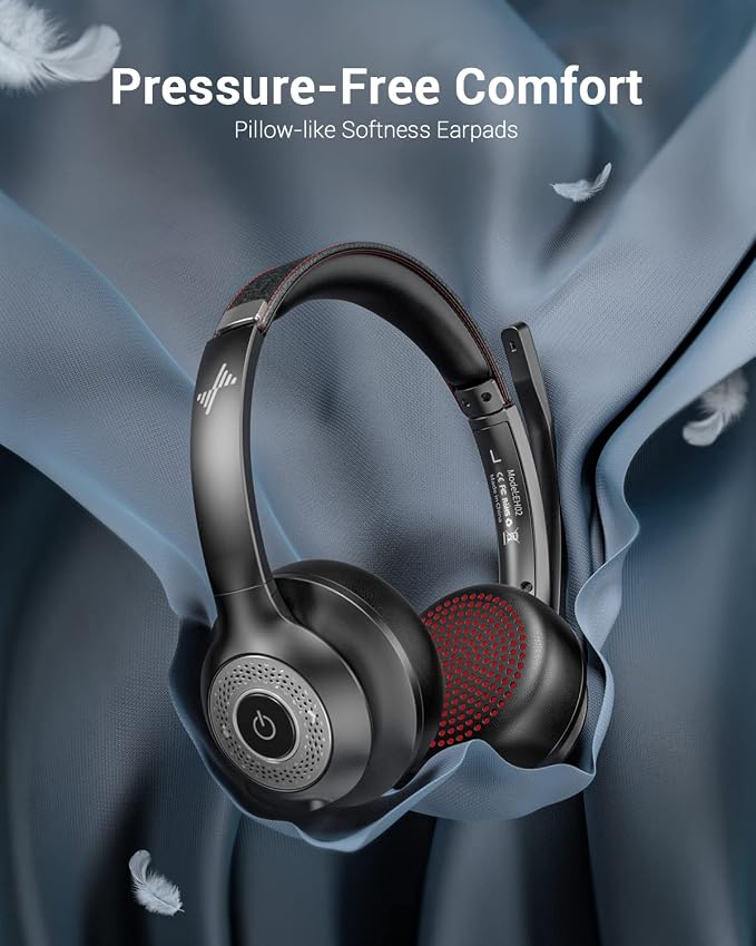 JIAMQISHI Wireless Headset with AI Noise Cancelling Microphone Bluetooth Headset - Bluetooth V5.2 Headphones with Mic Mute for Computer/Laptop/PC/iPhone/Android/Cell Phones (Without USB Dongle) - Image 4